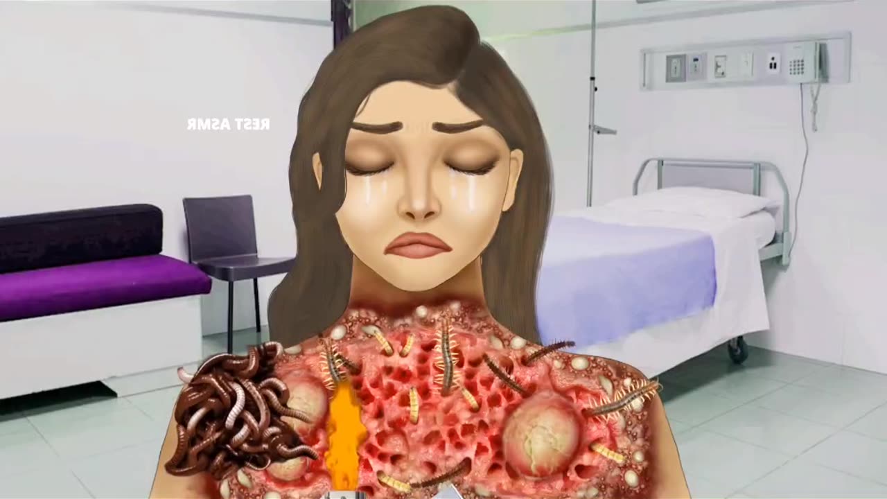 ASMR Remove maggot from infected Body | ASMR Animation Treatment |