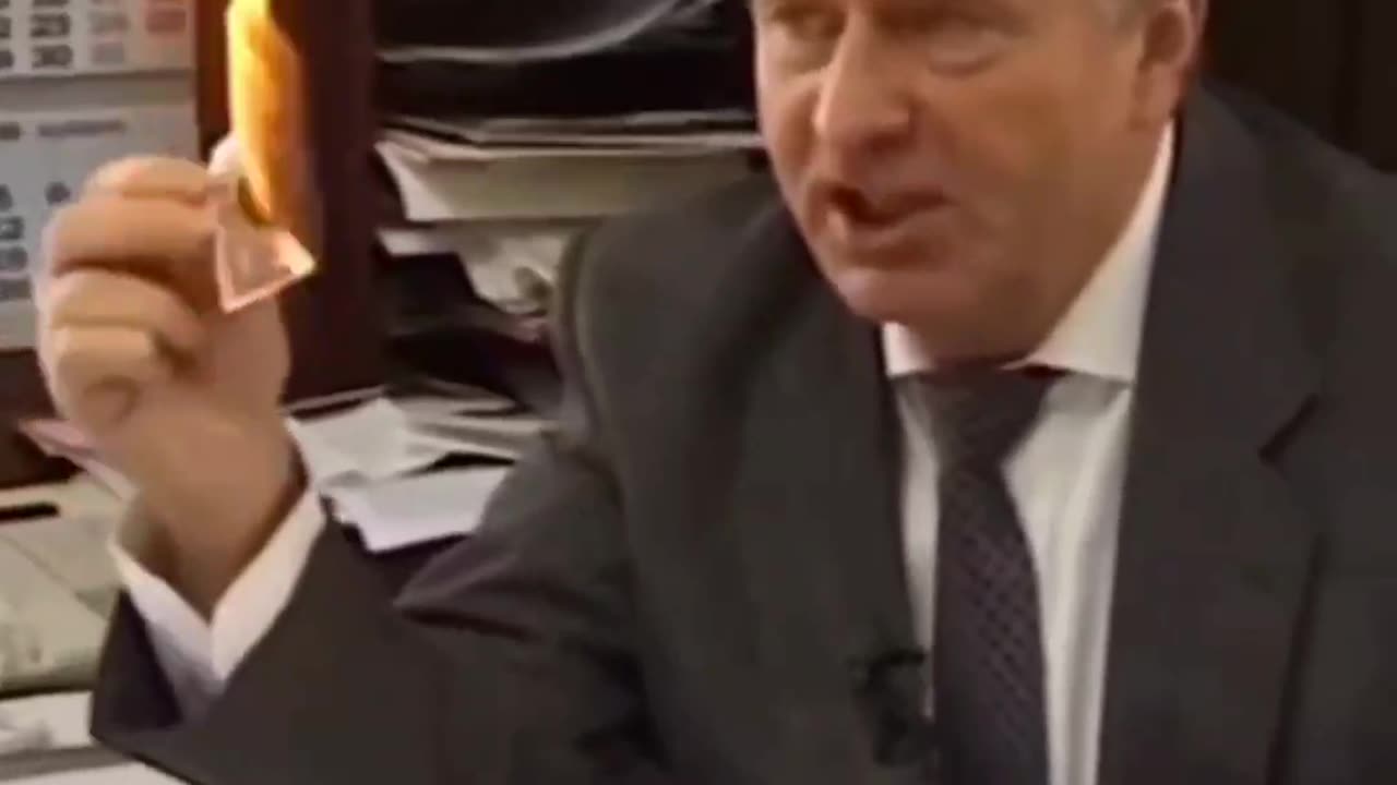 The late honorable Zhirinovsky demonstrates the value of the US currency