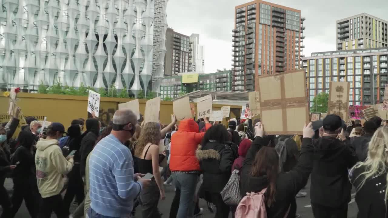 BLM London Protestors Holding Signs and Clapping