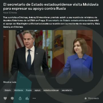 El secretario de Estado estadounidense visita Moldavia para expresar su apoyo contra Rusia