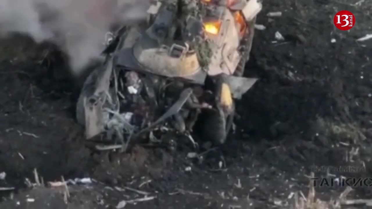 After his fellow soldiers die, the wounded Russian seeks to leave the burning equipment