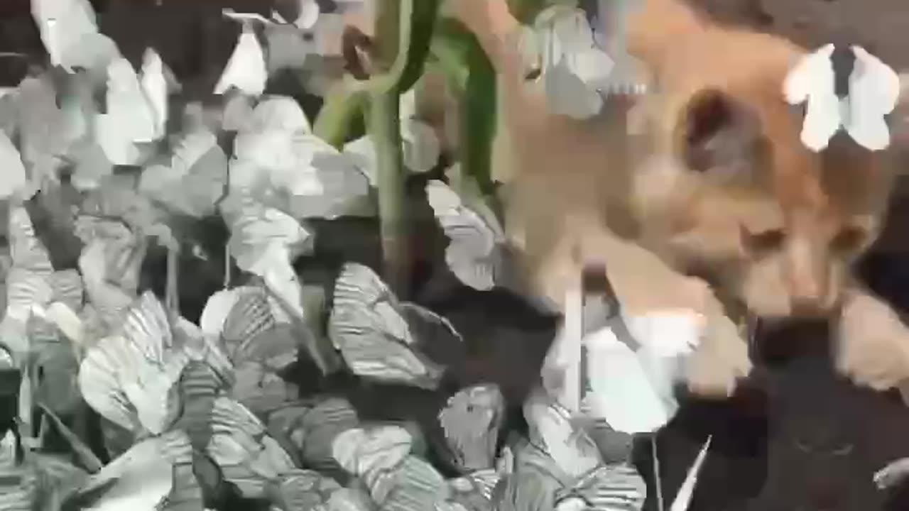 Kitty playing with butterflies