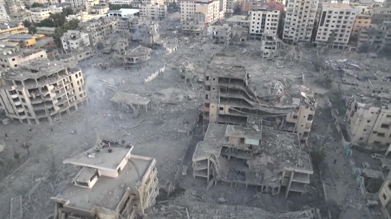 Drone Unveils Extensive Destruction in Gaza City - 2023 Israel-Gaza