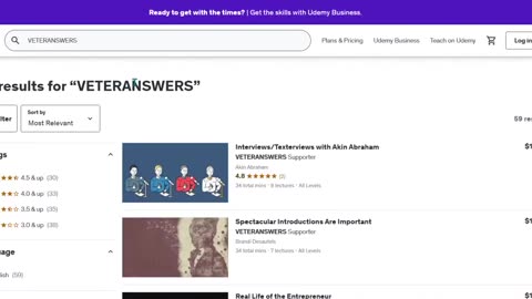 Use VETERANSWERS Supporter As A Udemy Course Subtitle And Support Veterans!