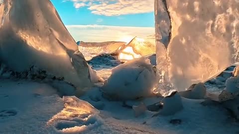 Sun shine on ice River