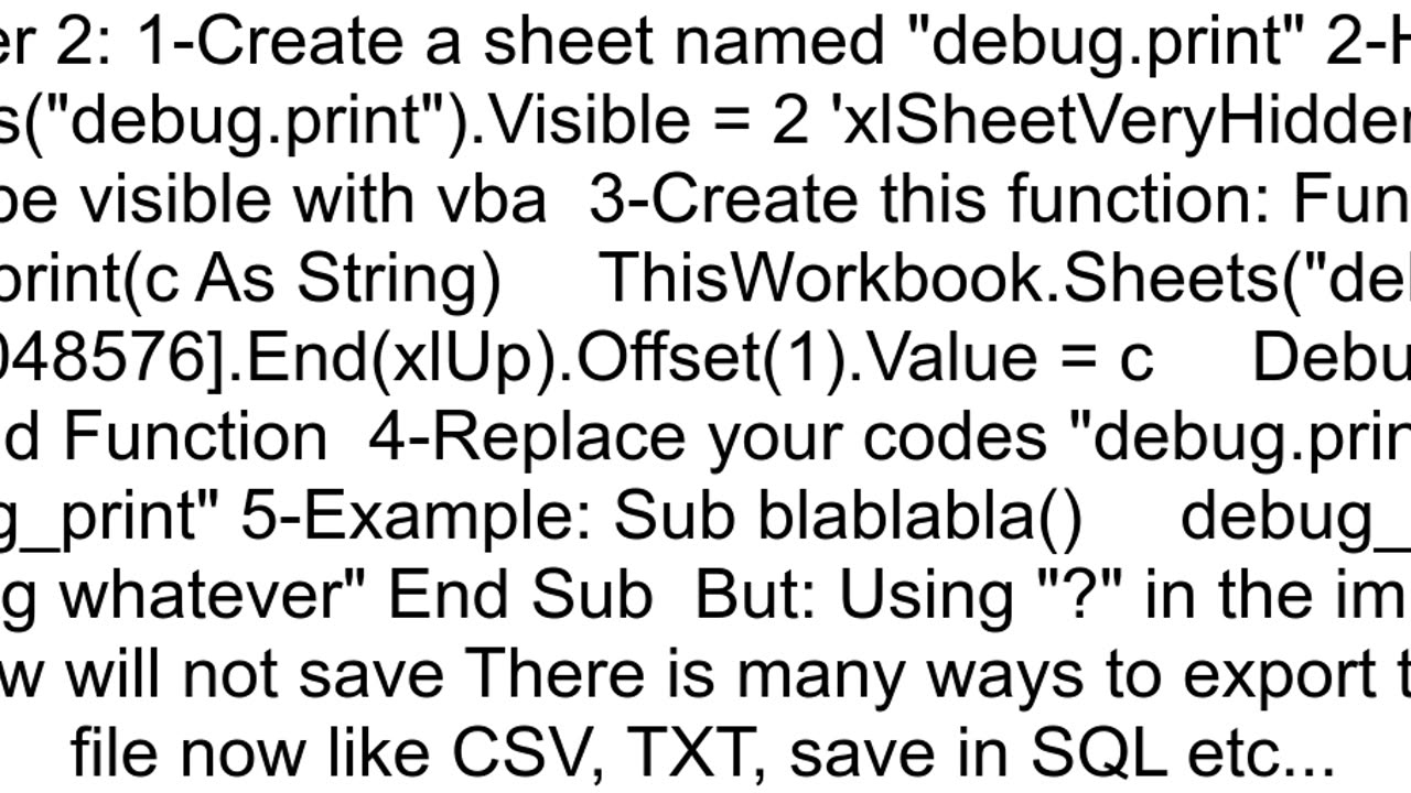 Is it possible to copy the contents of the Immediate window in Excel VBA