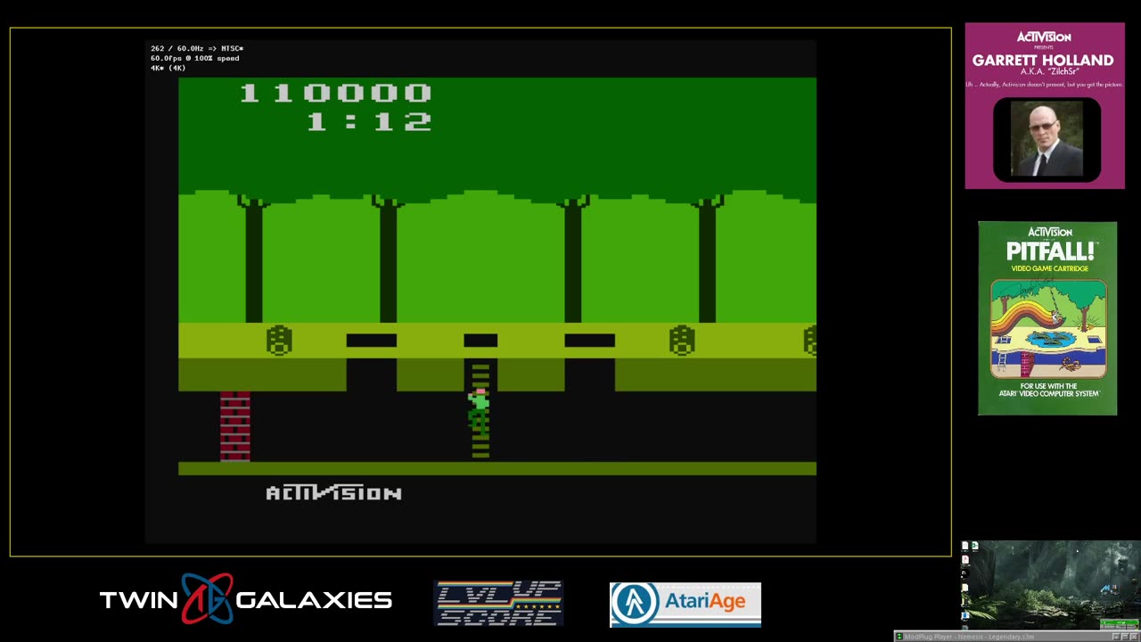 Atari 2600 EMU - Pitfall! - Game 1 X/X - Speedrun-Perfect game - 114,000 - 54s left