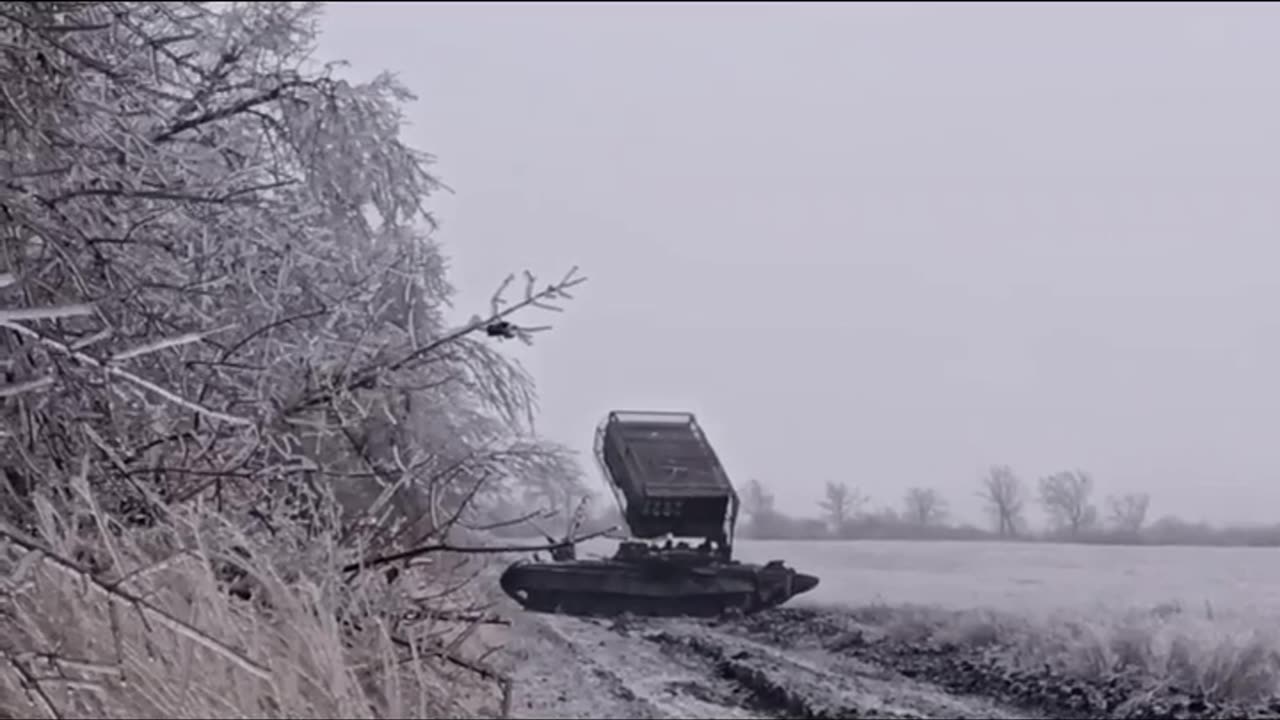 Russian TOS working on Ukrainian positions, somewhere in Kupyansk front.