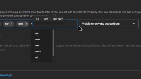 YouTube Available Pronouns