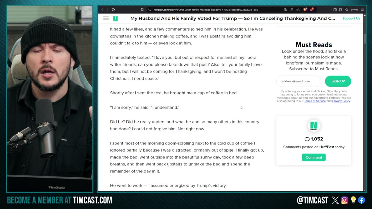 Woke HuffPost Writer ABANDONS Family Holidays Because They Voted Trump, Democrats ARE IN A CULT