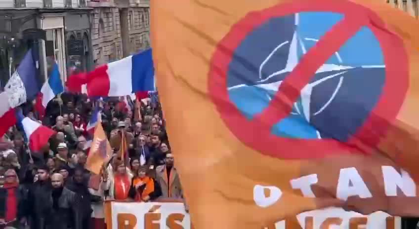 Protest in Paris demanding withdrawal from NATO