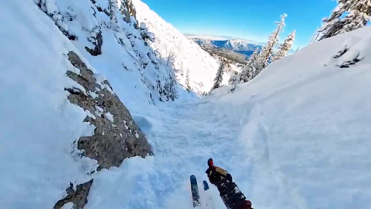 Backcountry Couloir Skiing- Bridger Bowl Montana (POV)