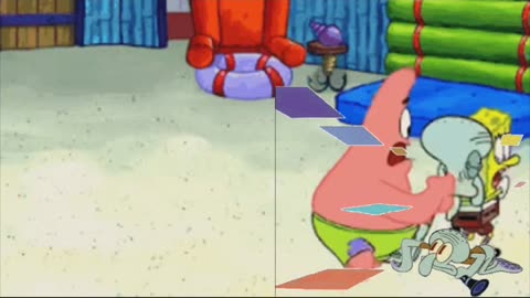 Squidward Is Playing With Tiles While SpongeBob And Patrick Move Squidward