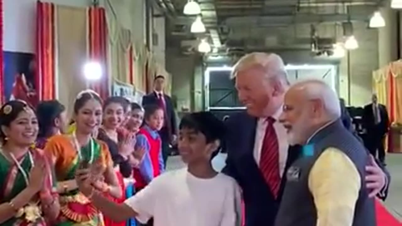 President Trump's interacting with a group of youngsters