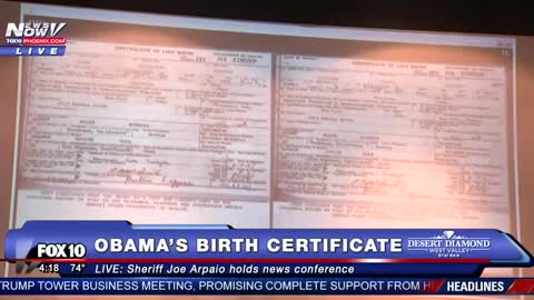 SHERIFF JOE ARPAIO RELEASES NEW INFORMATION ON PRESIDENT OBAMA'S BIRTH CERTIFICATE