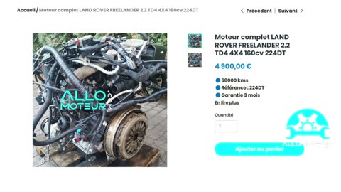 ALLOMOTEUR.COM - Moteur complet LAND ROVER FREELANDER 2.2 TD4 4X4 160cv 224DT