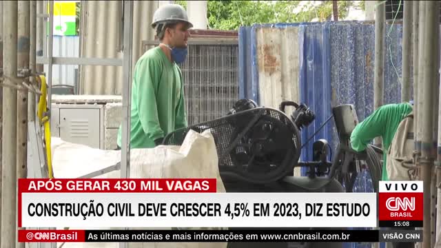 Após gerar 430 mil novas vagas, construção civil deve crescer 4,5% em 2023, diz estudo | VISÃO CNN