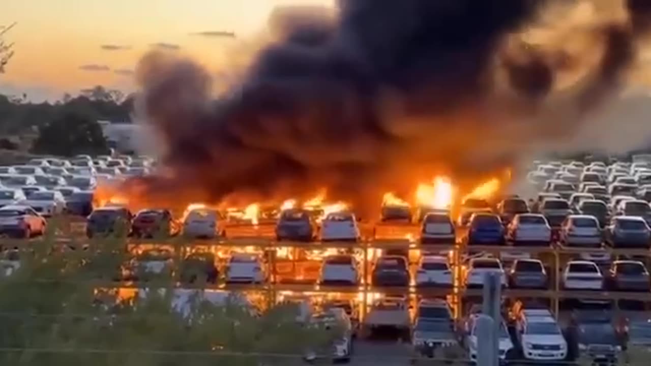 France The video was made in one of the towns where angry migrants burned half of the parking area