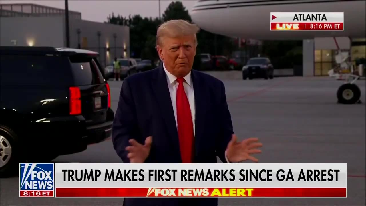 President Trump speaks after arriving in Atlanta Ga