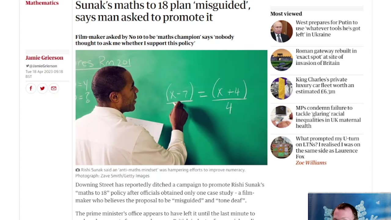 Sunak’s maths to 18 plan ‘misguided’, says man asked to promote it!