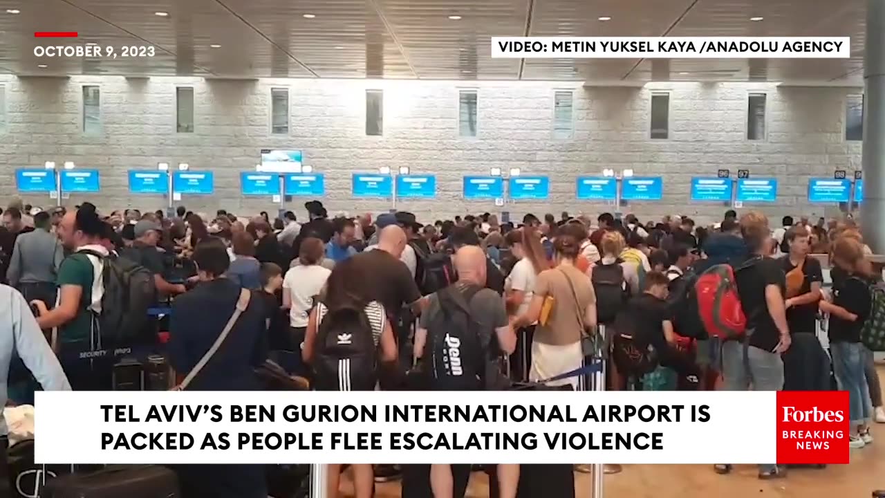 WATCH- Footage Shows Packed Tel Aviv Airport As People Flee Escalating Violence In Israel
