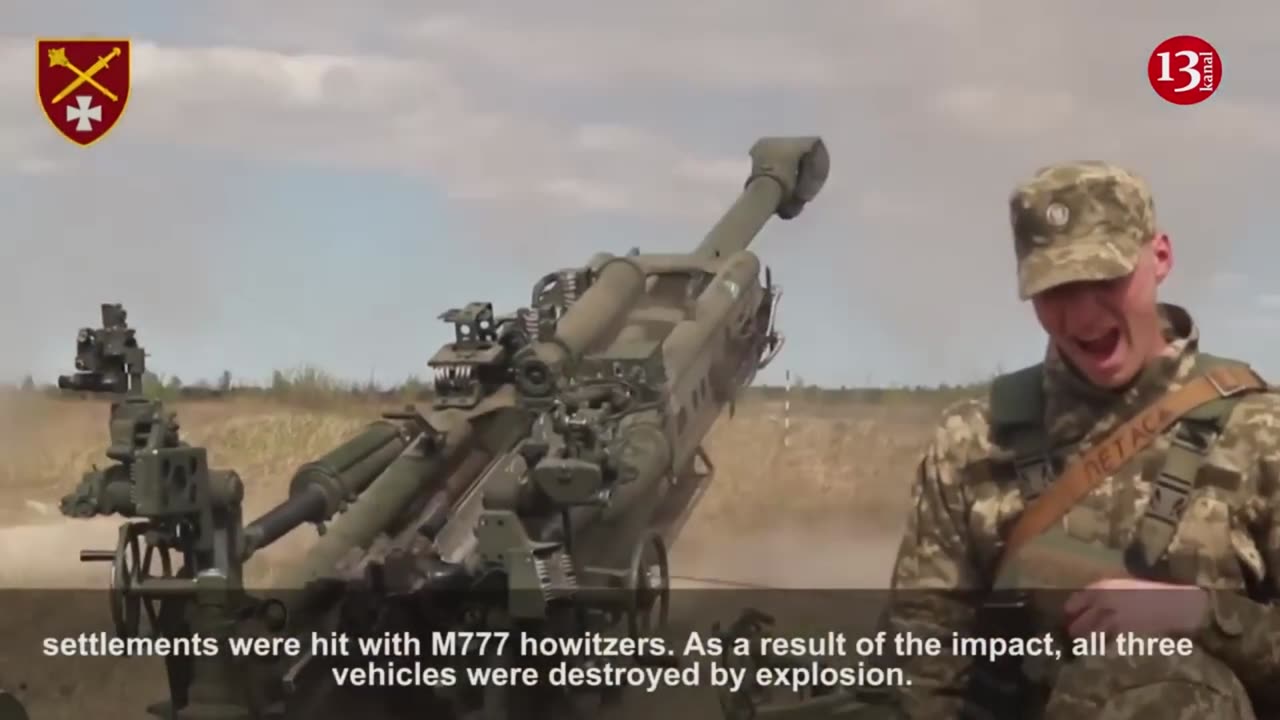 US-made M777 howitzers hit 3 Russian Kamaz hidden in forest