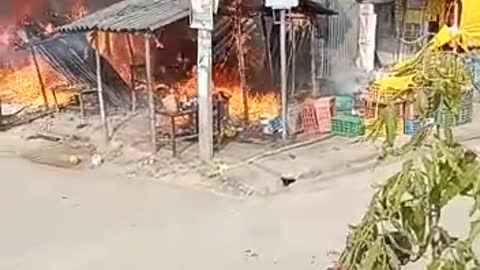 Fire in street