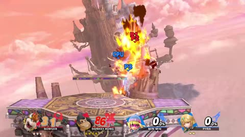 Bowser and Donkey Kong vs Min Min and Pyra/Mythra on Hollow Bastion (Super Smash Bros Ultimate)