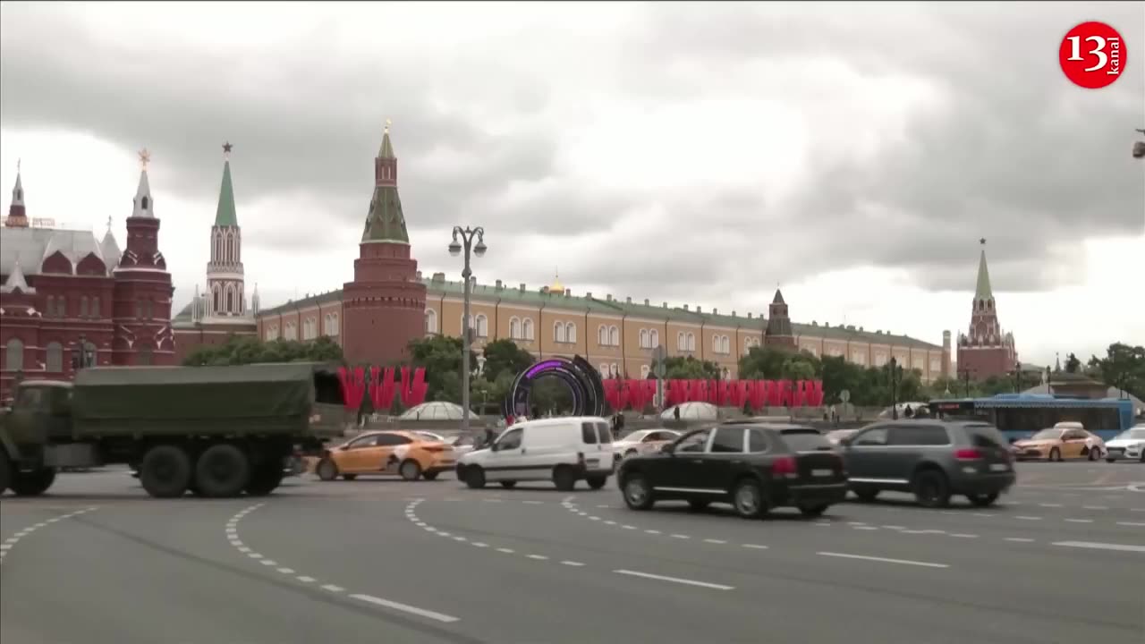 MOMENT armed military vehicles pass Kremlin as security tightened in Russian capital