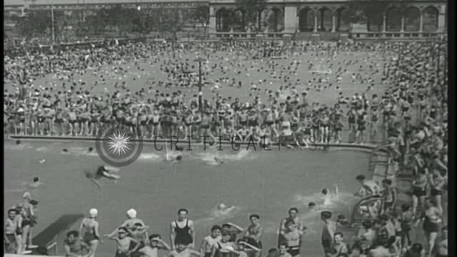 United States heat wave in 1937American people swim and seek cool ways to beat t...HD Stock Footage