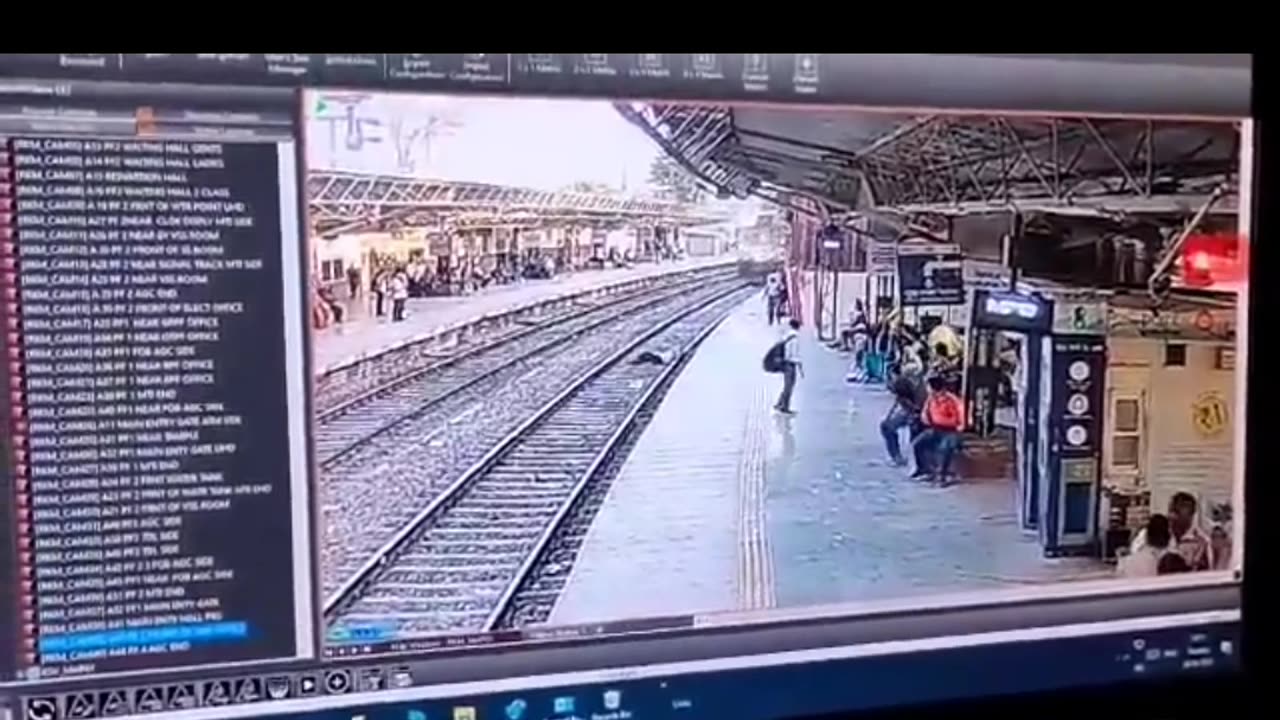 WARNING Man put his neck on railroad with incoming train