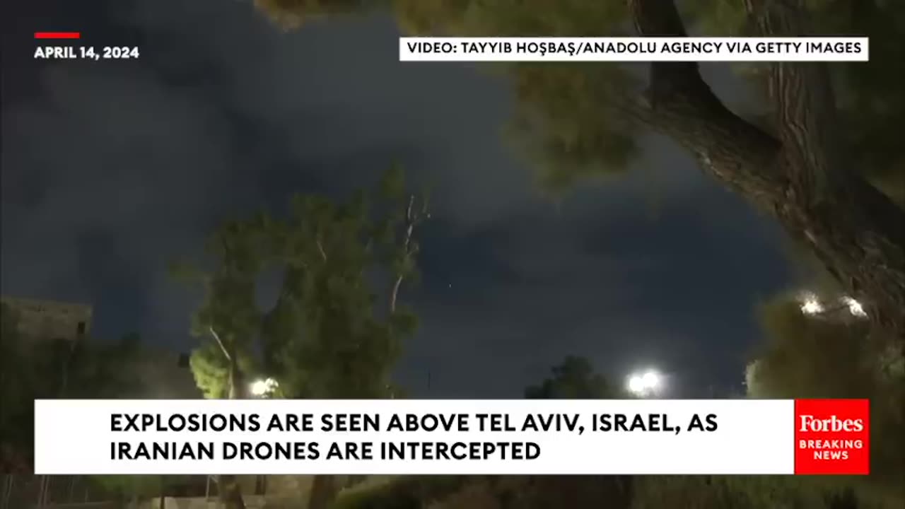 Explosions Are Seen Above Tel Aviv, Israel, As Iranian Drones Are Intercepted