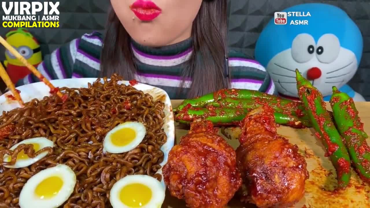 Mukbangers Love Black Bean Noodles + Spicy Chili Kimchi