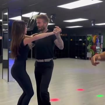 David and Victoria Beckham take a salsa dancing lesson together