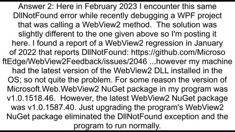 SystemDllNotFoundException Unable to load DLL 39WebView2Loaderdll39 The specified module could not