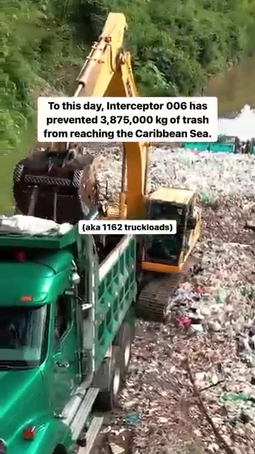 3,875,000 kg of trash intercepted in the Rio Motagua, Guatemala.