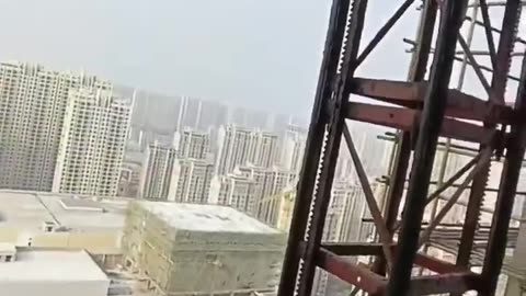 The crane operator ends his work day.