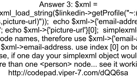 Linked in xml response to php variables