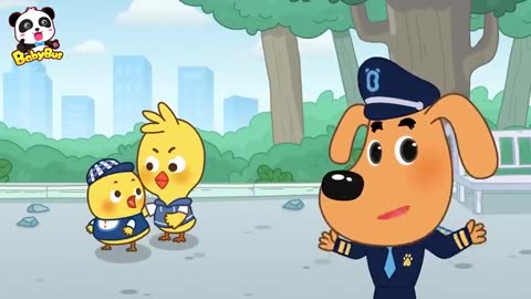 Police officer and missing baby kids cartoon