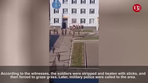 Russian soldiers are humiliated by their commander - They are stripped naked and forced to graze