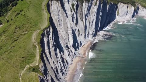 Heavenly drone footage of sea shore