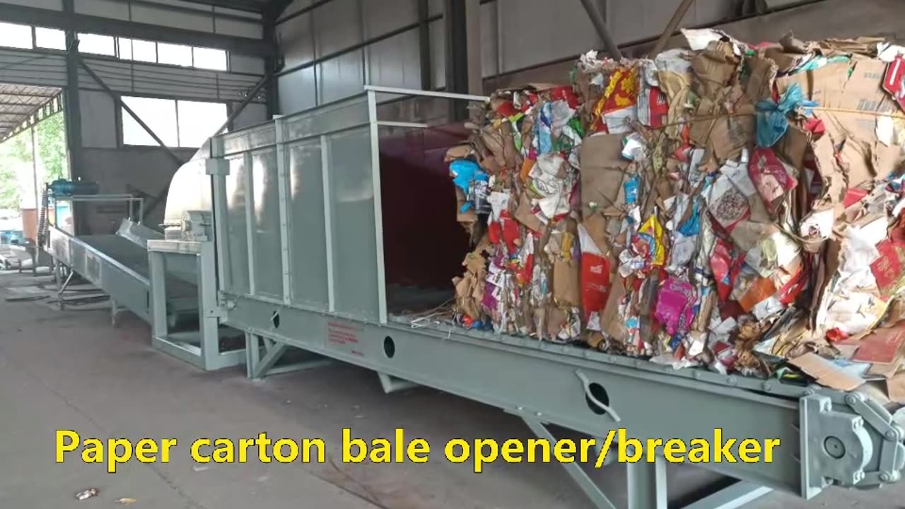 Paper cardboard carton bale opener/breaker