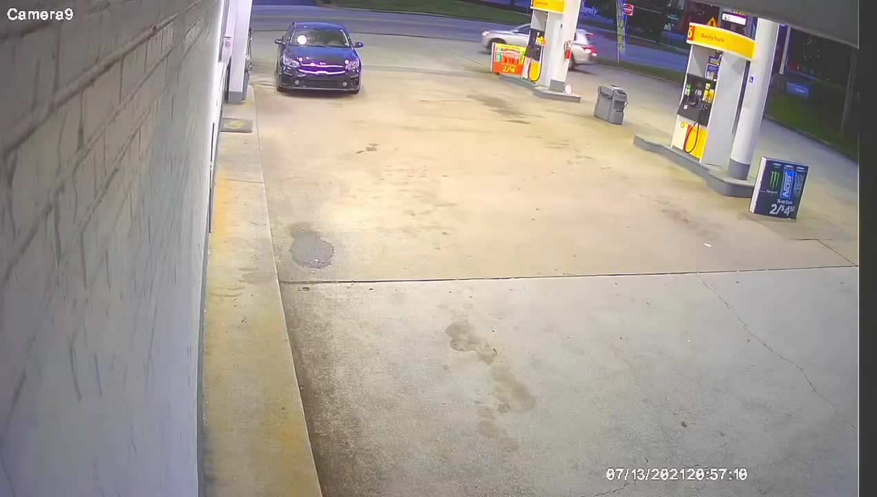 Security Video of Man Lighting Fire to Gas Pumps