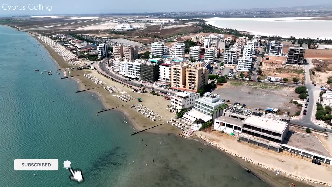 Mackenzie Beach Larnaca • Planes land over your head • Drone Video