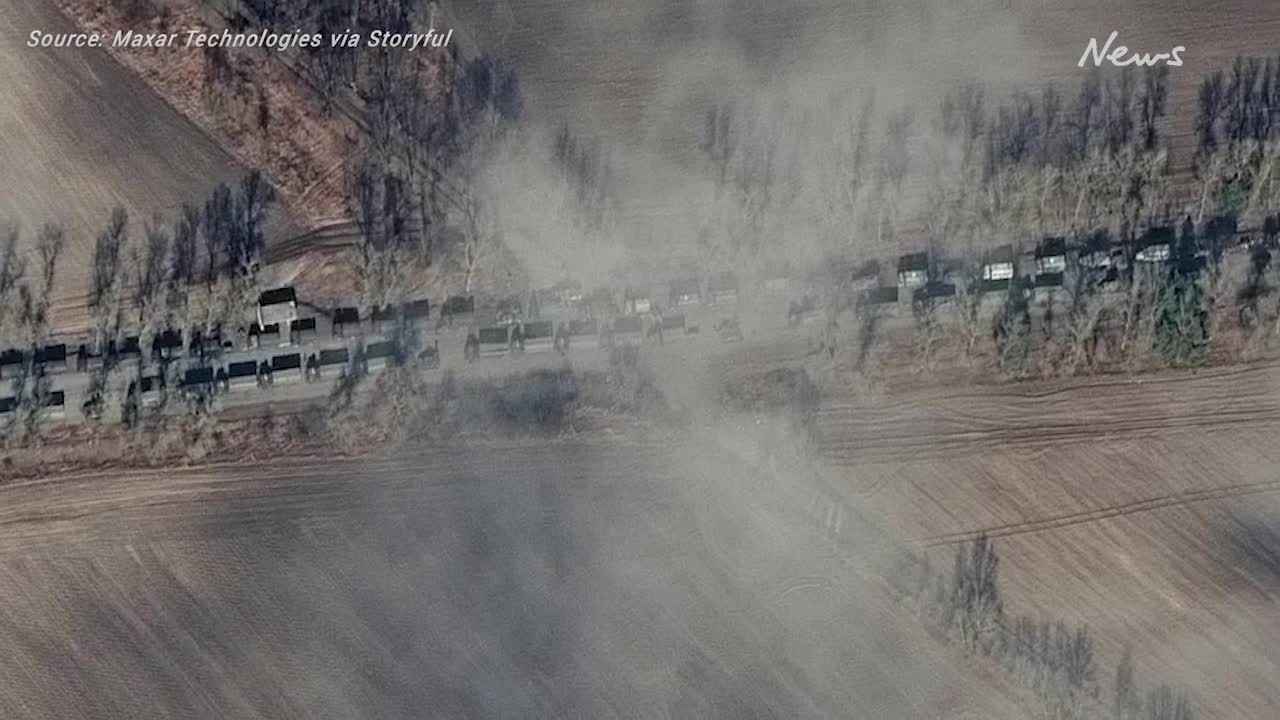 Satellite images show Russian forces advancing towards Kyiv