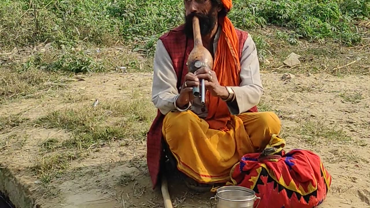 So beautiful voice of a snake charmer playing the bean