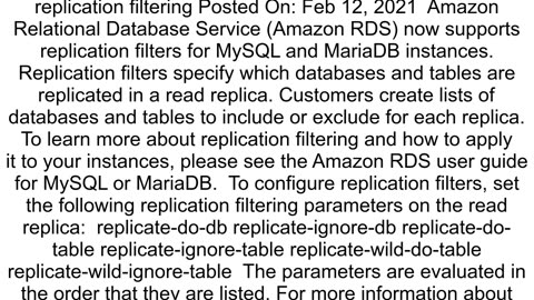 Can you replicate a specific database or table using Amazon39s RDS