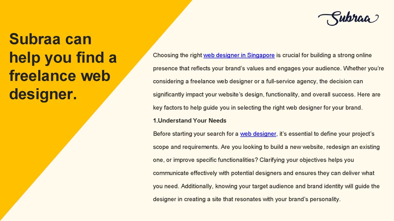 Subraa can help you find a freelance web designer.