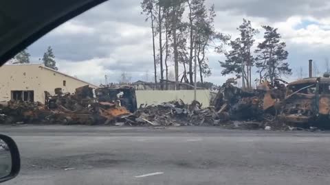 Devastation on Kiev freeway after fighting