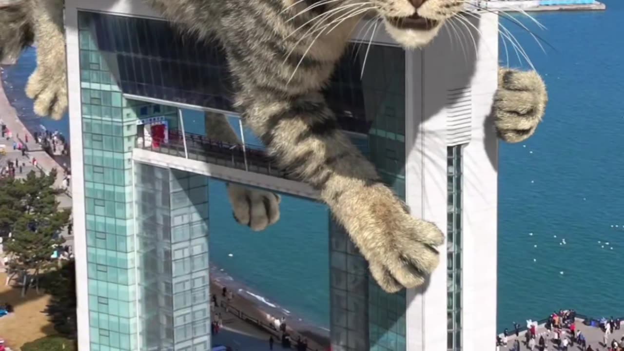 Cat on top of building